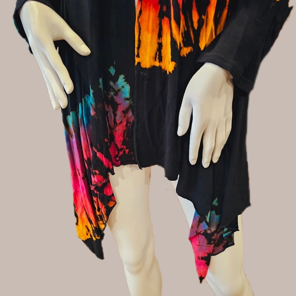 TIE DYE Black Rayon Stretch L/S Cardigan OS NEW - Picture 5 of 7